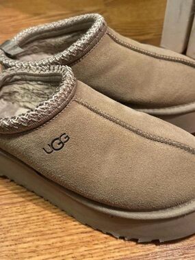 UGG Taupe Suede Shearling Slip-On Mule